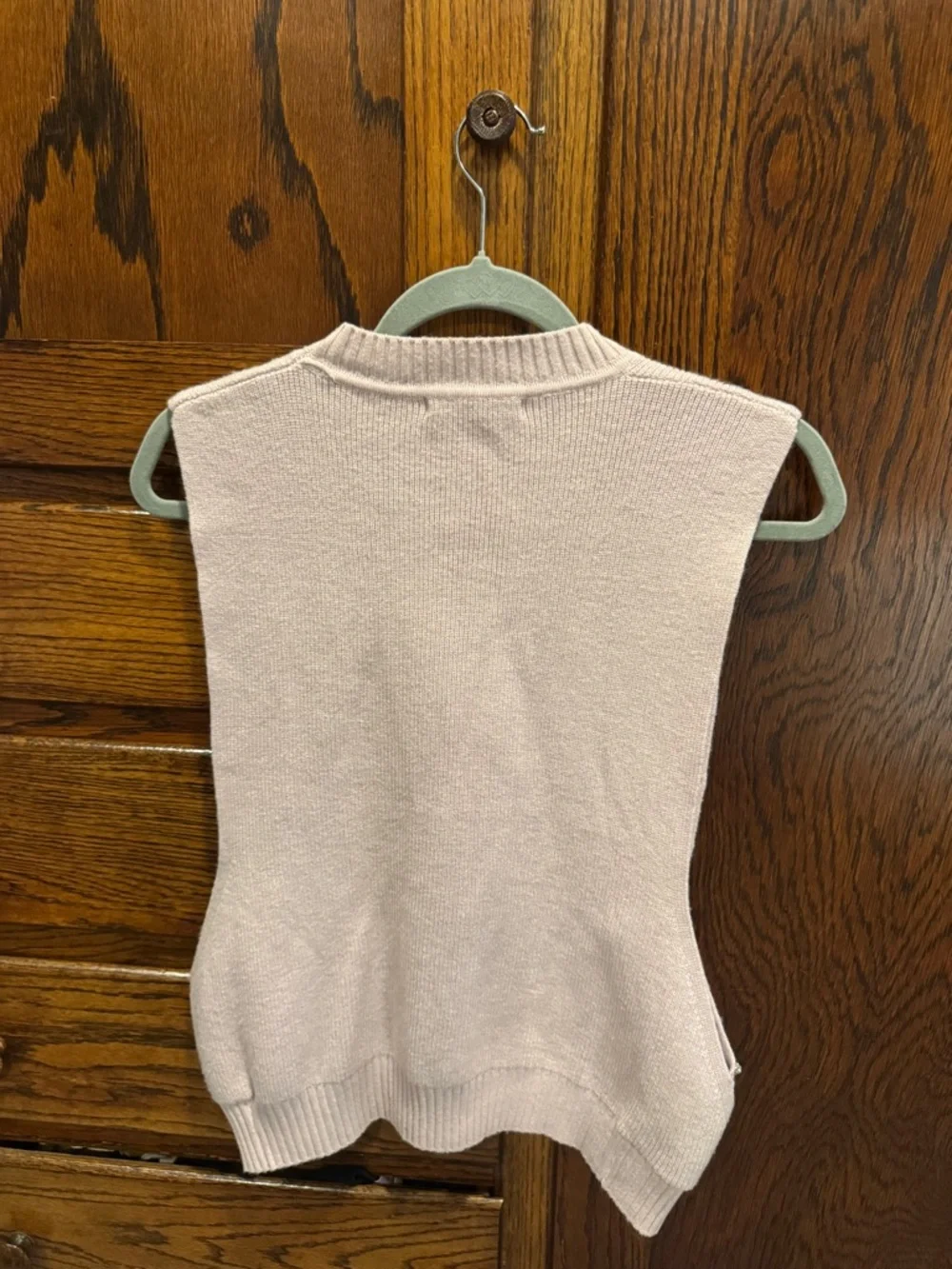 Pale Pink Sleeveless Knit Tank with Side Stud Detail - Picture 4 of 4